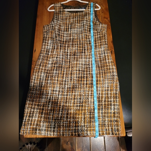 Chadwicks Boucle Tweed Brown Sleeveless Dress Size 16 Knee-Length Plus Size - Picture 7 of 8